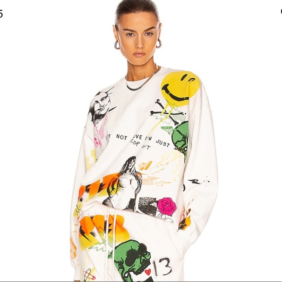 R13 Sweaters - R13 Graffiti Oversized Crew Neck Sweatshirt